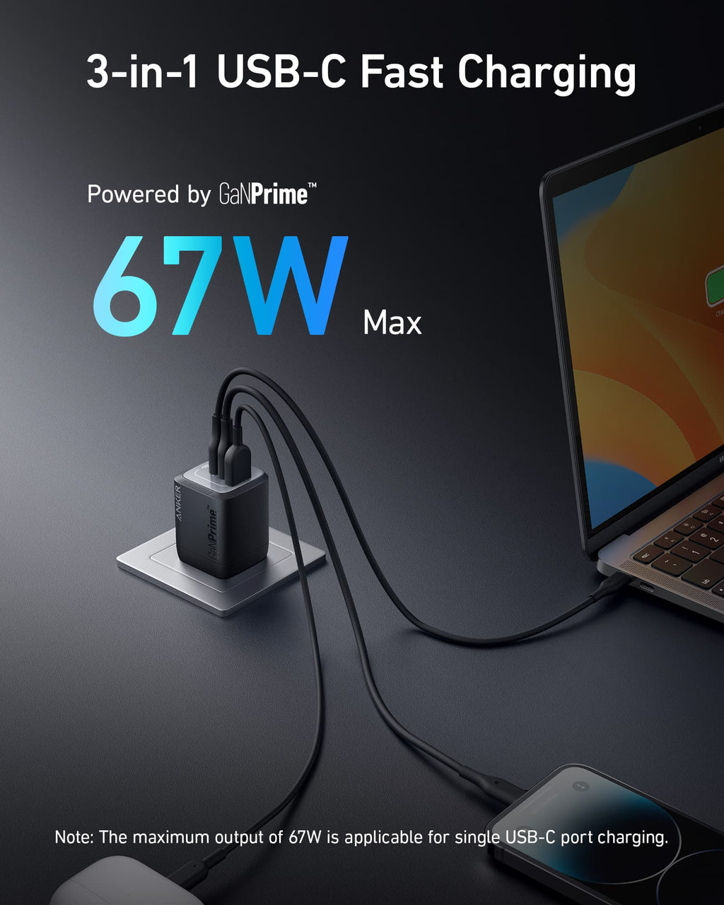 Prime 67W GaN Wall Charger (3 Ports) D0